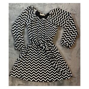 Speechless Girls Chevron‎ Dress Black White